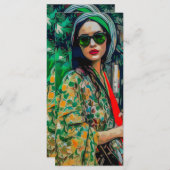 Vrouw in Groene Zonnebril Menu (Voorkant / Achterkant)