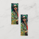 Vrouw in Groene Zonnebril Mini Visitekaartje (Voorkant / Achterkant)