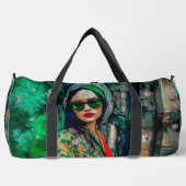 Vrouw in Groene Zonnebril Plunjezak (Voorkant)