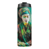 Vrouw in Groene Zonnebril Thermosbeker (Voorkant)