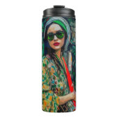 Vrouw in Groene Zonnebril Thermosbeker (Voorkant)