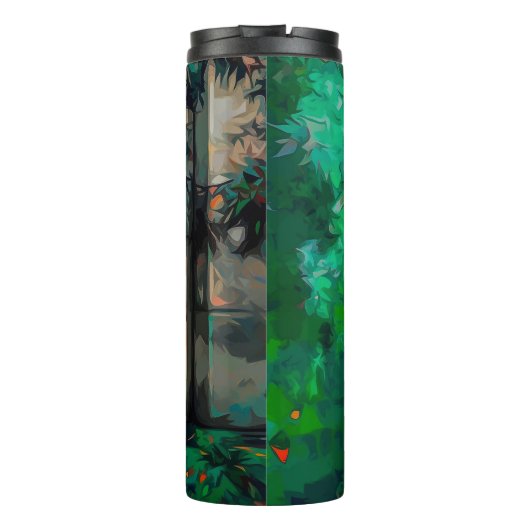 Vrouw in Groene Zonnebril Thermosbeker (Achterkant)