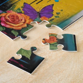 Vrouw in groot Pet en hoge hakken Bloemen Legpuzzel (Zijkant)