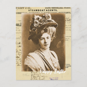  vrouw in haar paasuitrusting briefkaart