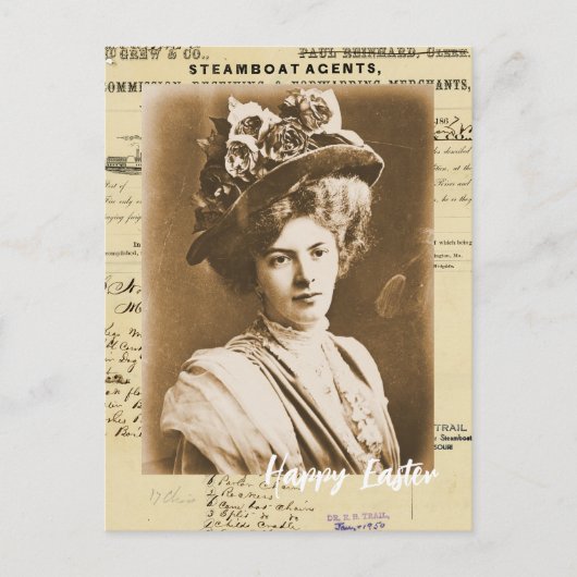 vrouw in haar paasuitrusting briefkaart (Voorkant)