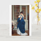 Vrouw in het blauw, lezend in een boek kaart (Gele Bloem)