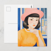 Vrouw in het café briefkaart (Voorkant / Achterkant)