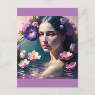 vrouw in het meer briefkaart