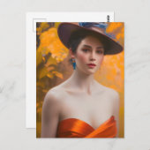 Vrouw in het najaar van het Briefkaart (Voorkant / Achterkant)