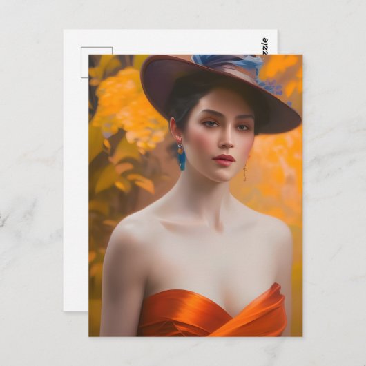 Vrouw in het najaar van het Briefkaart (Voorkant / Achterkant)