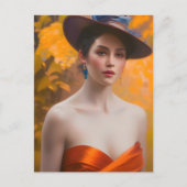 Vrouw in het najaar van het Briefkaart (Voorkant)