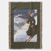 Vrouw in het Poster Groene Skiing Deken (Voorkant Verticaal)