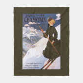 Vrouw in het Poster Groene Skiing Fleece Deken (Voorkant)