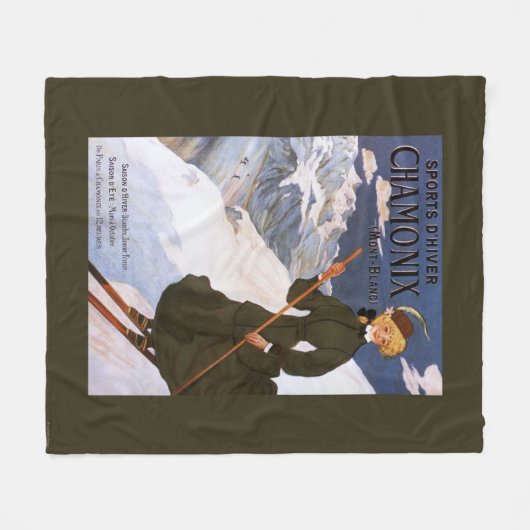 Vrouw in het Poster Groene Skiing Fleece Deken (Voorkant (Horizontaal))
