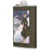 Vrouw in het Poster Groene Skiing Heupfles (Links)