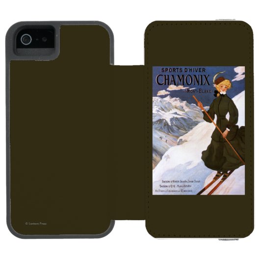 Vrouw in het Poster Groene Skiing Incipio iPhone Portemonnee Hoesje (Agenda Open)