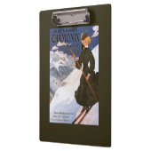 Vrouw in het Poster Groene Skiing Klembord (Links)