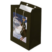 Vrouw in het Poster Groene Skiing Medium Cadeauzakje (Achterkant Gekanteld)