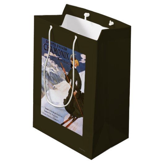 Vrouw in het Poster Groene Skiing Medium Cadeauzakje (Achterkant Gekanteld)