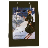 Vrouw in het Poster Groene Skiing Medium Cadeauzakje (Voorkant)
