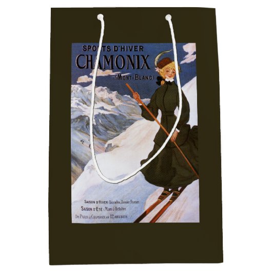 Vrouw in het Poster Groene Skiing Medium Cadeauzakje (Voorkant)