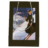 Vrouw in het Poster Groene Skiing Medium Cadeauzakje (Achterkant)