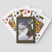 Vrouw in het Poster Groene Skiing Pokerkaarten (Achterkant)