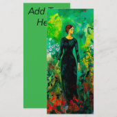 Vrouw in het prachtige Green Meadow Bladwijzer Menu (Voorkant / Achterkant)