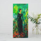 Vrouw in het prachtige Green Meadow Bladwijzer Menu (Staand voorkant)