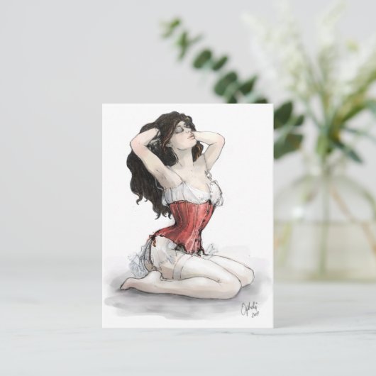 Vrouw in het Rode Korset Briefkaart (Staand voorkant)