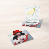 Vrouw in het Rode Pet Kartonnen Onderzetters (Insitu)