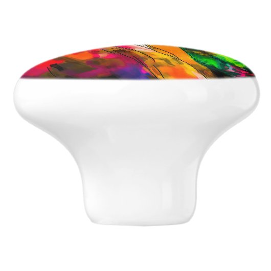 Vrouw in het Rode Pet Keramische Knop (Zijkant)