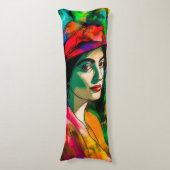 Vrouw in het Rode Pet Lichaamskussen (Voorkant Verticaal)