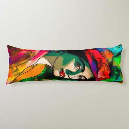 Vrouw in het Rode Pet Lichaamskussen (Voorkant)