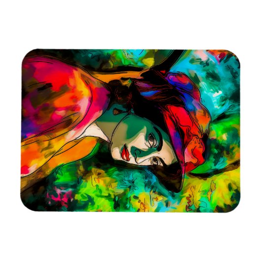 Vrouw in het Rode Pet Magneet (Horizontaal)