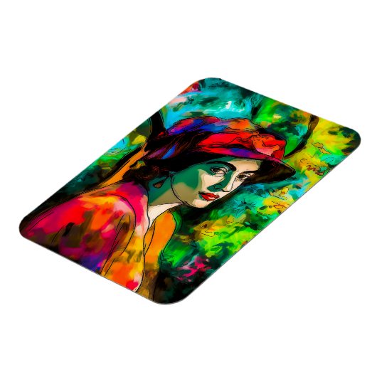 Vrouw in het Rode Pet Magneet (Linkerzijde)