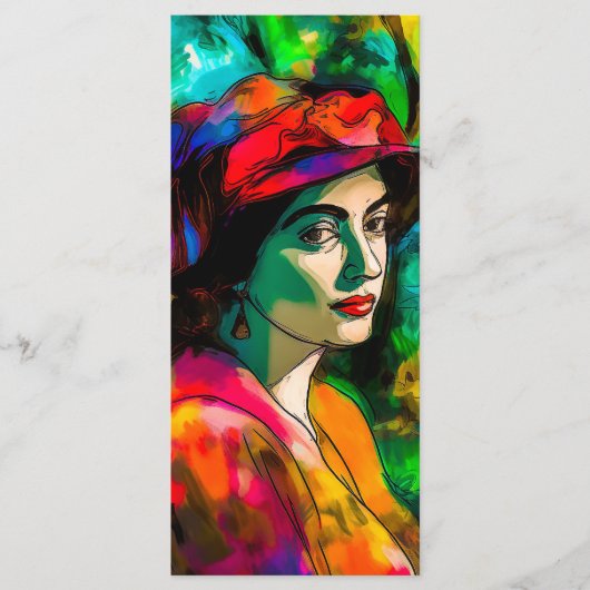 Vrouw in het Rode Pet Menu (Voorkant)