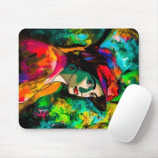 Vrouw in het Rode Pet Muismat (Met muis)