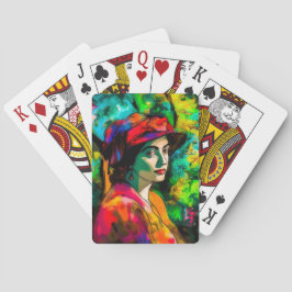 Vrouw in het Rode Pet Pokerkaarten