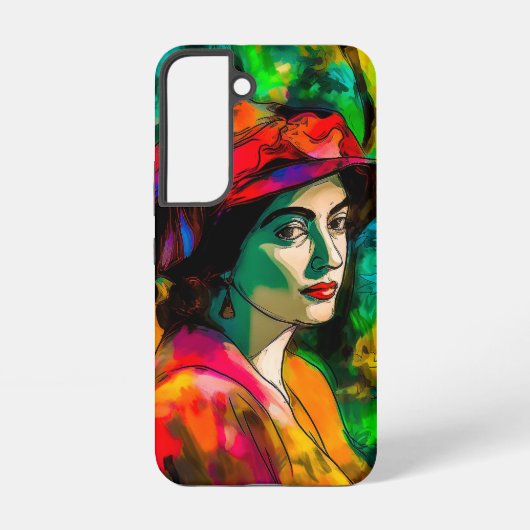 Vrouw in het Rode Pet Samsung Galaxy Hoesje (Achterkant)