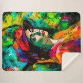 Vrouw in het Rode Pet Sherpa Deken (Voorkant (horizontaal))