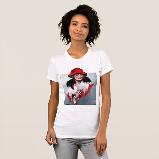 Vrouw in het Rode Pet T-shirt (Voorkant volledig)