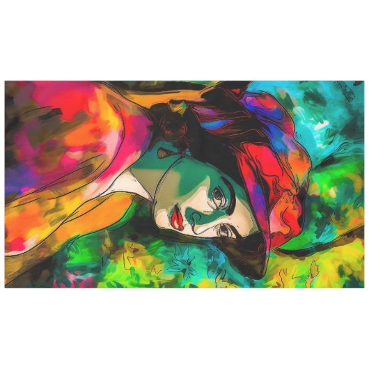 Vrouw in het Rode Pet Tafelkleed (Voorkant (Horizontaal))