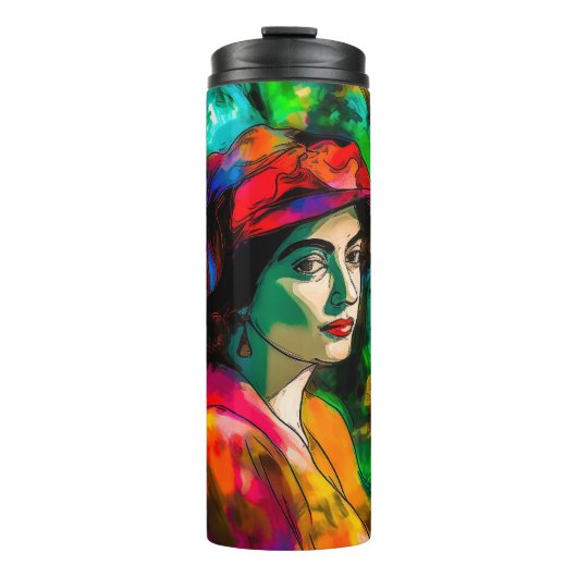 Vrouw in het Rode Pet Thermosbeker (Voorkant)
