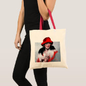 Vrouw in het Rode Pet Tote Bag (Voorkant (product))
