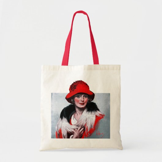 Vrouw in het Rode Pet Tote Bag (Voorkant)
