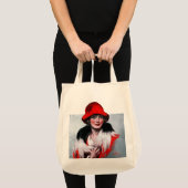 Vrouw in het Rode Pet Tote Bag (Voorkant (product))