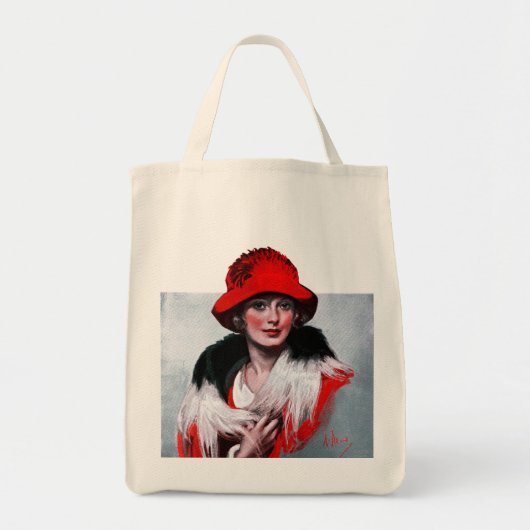 Vrouw in het Rode Pet Tote Bag (Voorkant)
