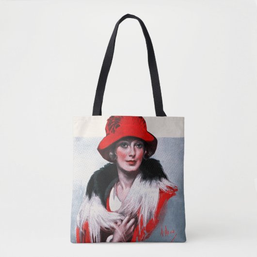 Vrouw in het Rode Pet Tote Bag (Voorkant)