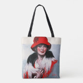 Vrouw in het Rode Pet Tote Bag (Achterkant)